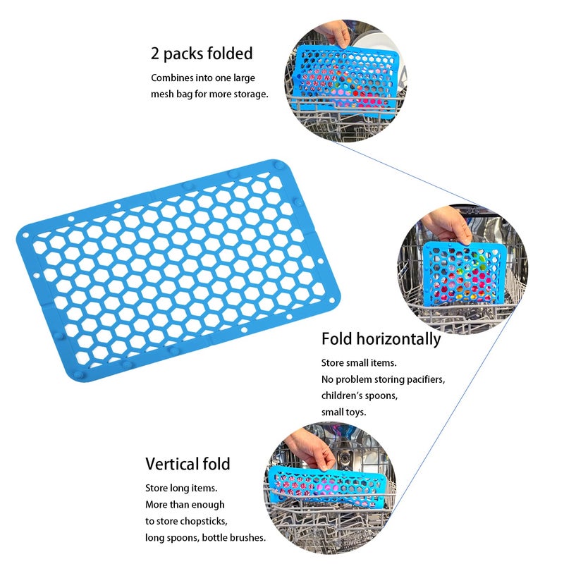 REVEX Silicone Dishwasher Bag,Dishwasher Basket for Baby Items,Baby Bottle Dishwasher Baskets with Adjustable Sizing for Small Parts,Nipples,Pacifiers and Toy Accessories.(Blue),11.8" x 7.9" - Image 5